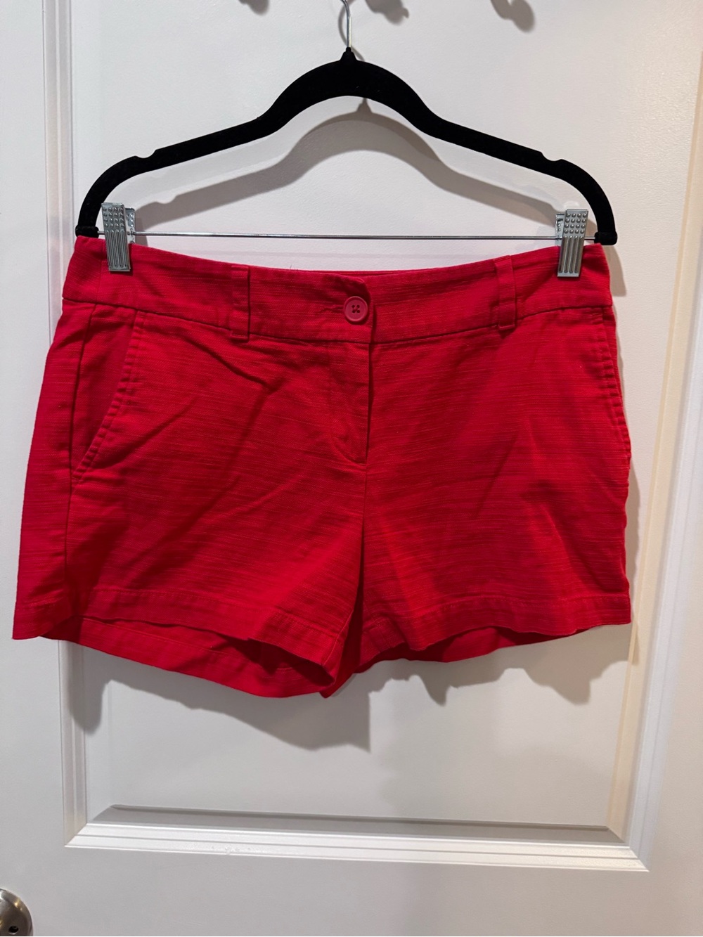 LOFT Bright Red Casual Cotton Blend Shorts